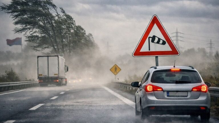 conducción con fuerte viento