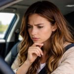 chica mirando instrumentación de coche que menos consume