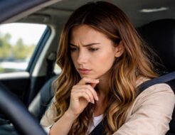 chica mirando instrumentación de coche que menos consume