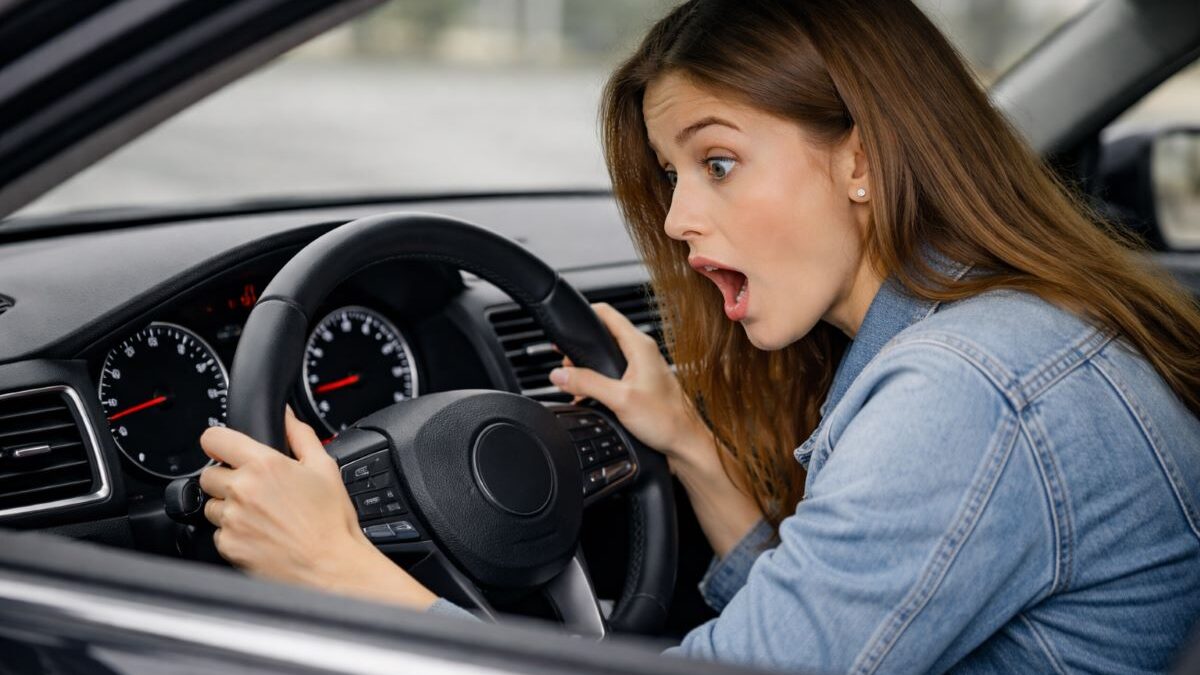 Reacción sorprendida al volante