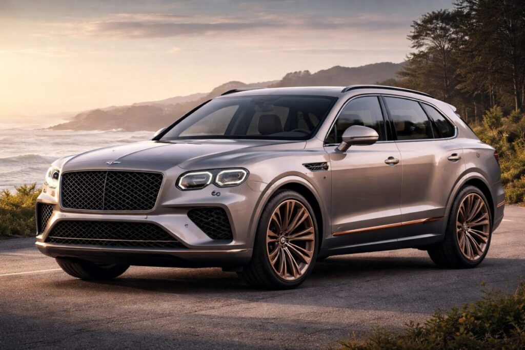 Bentley Bentayga al atardecer en la costa