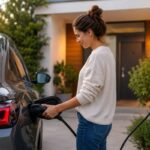 mujer cargando coche