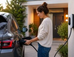 mujer cargando coche