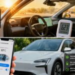 Refrigeración coche eléctrico aparcado al sol veraniego